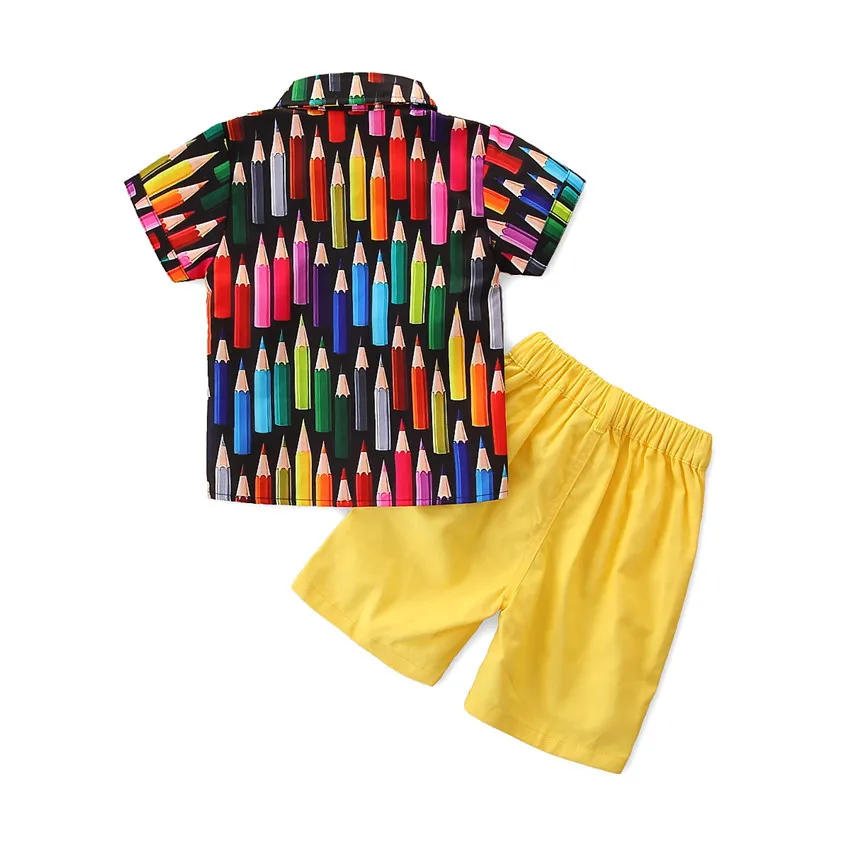 Children's Girls Short Sleeve Set Crayon Printed Shirt Match Solid Color Pants Back To School 2 Pcs Outfit for Boys Kid Clothing 
Children's Girls Short Sleeve Set Crayon Printed Shirt Match Solid Color Pants Back To School 2 Pcs Outfit for Boys Kid Clothing