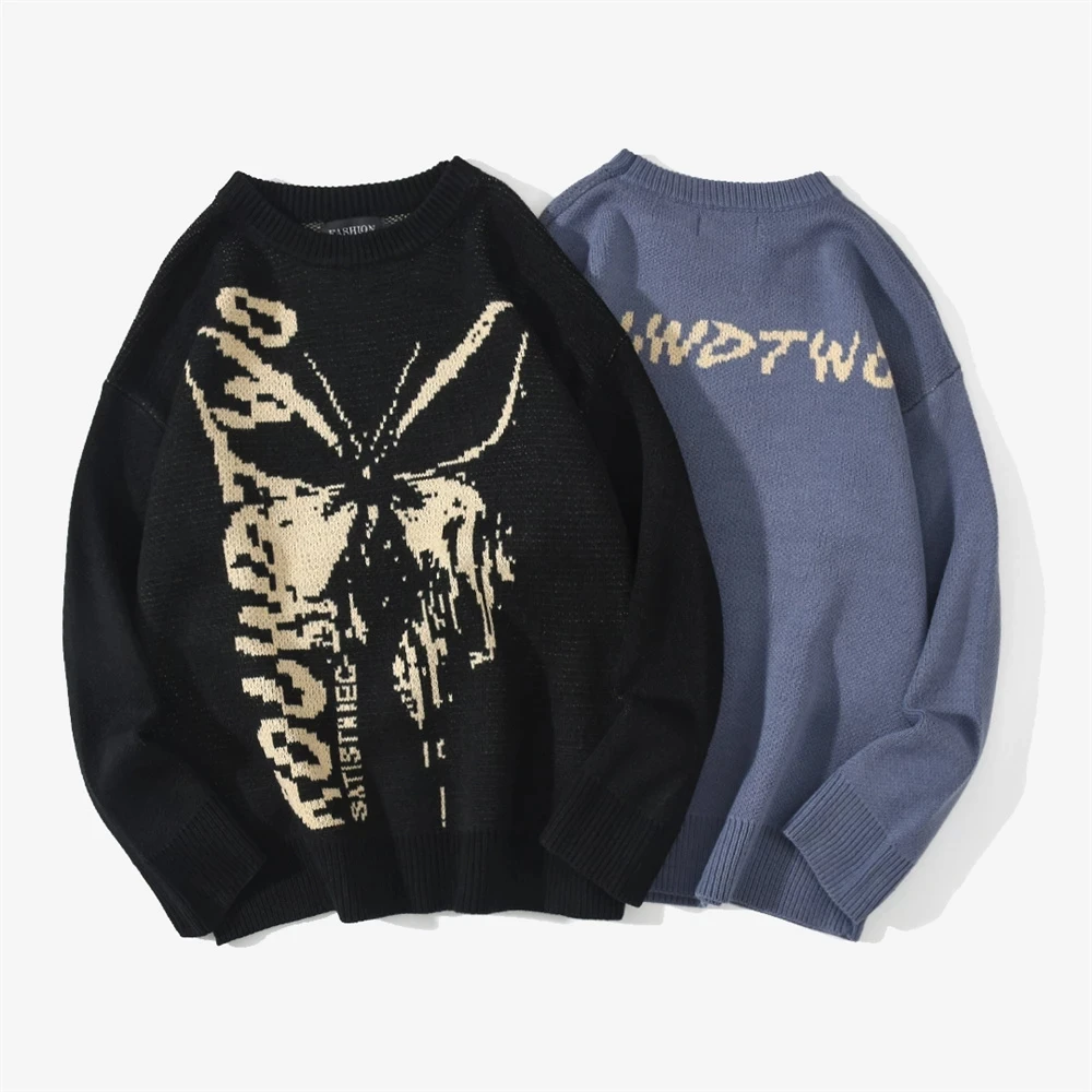Hip Hop Knitwear Couples Sweater 2021 Harajuku Fashion Butterfly Couples Loose Tops Casual Streetwear Pullover Sweater y2k
Hip Hop Knitwear Couples Sweater 2021 Harajuku Fashion Butterfly Couples Loose Tops Casual Streetwear Pullover Sweater y2k