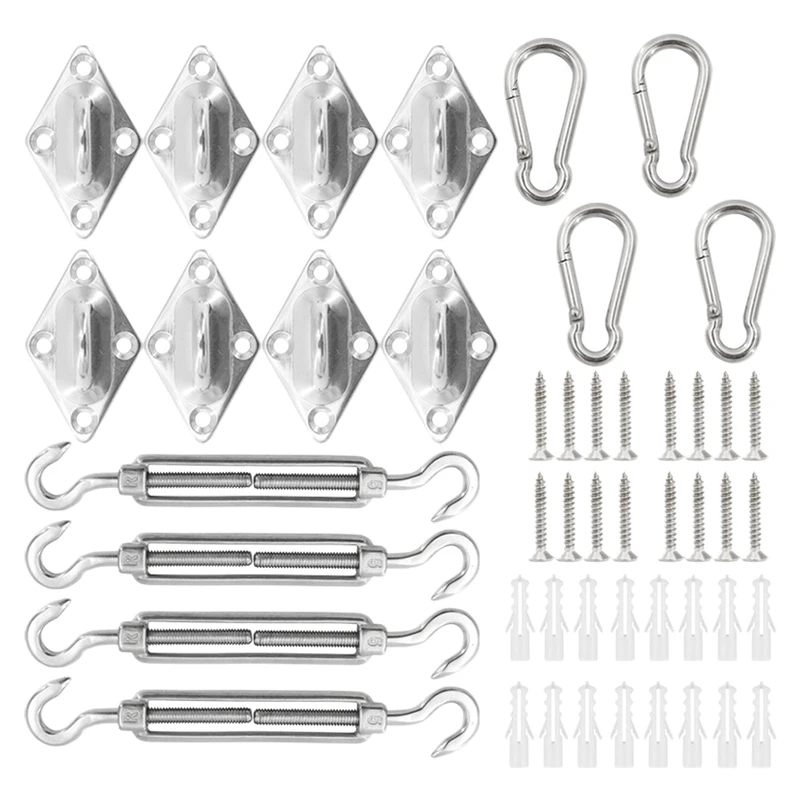 Heavy Duty Sun Shade Sail Hardware Kit for Garden Rectangle and Square Sun Shade Sail Installation,Awning Attachment Set
Heavy Duty Sun Shade Sail Hardware Kit for Garden Rectangle and Square Sun Shade Sail Installation,Awning Attachment Set