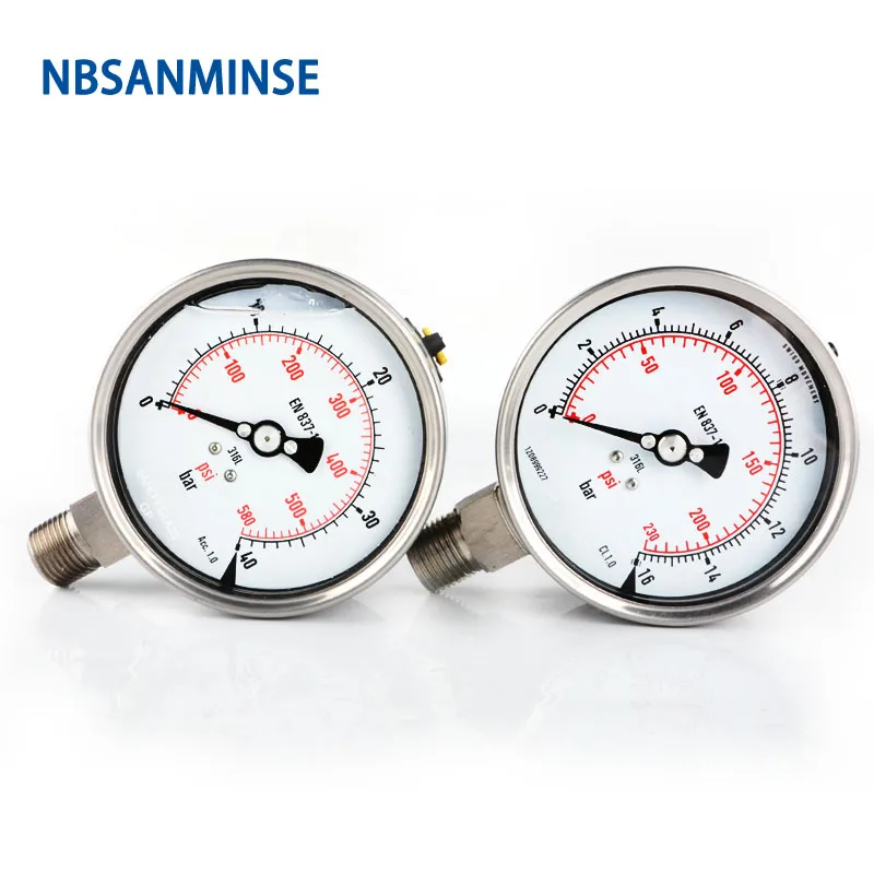 Full Stainless steel Pressure Gauge SMSS63L 63mm 1/4 NPT Analog Display Oil Manometer for Hydraulic system NBSANMINSE
Full Stainless steel Pressure Gauge SMSS63L 63mm 1/4 NPT Analog Display Oil Manometer for Hydraulic system NBSANMINSE