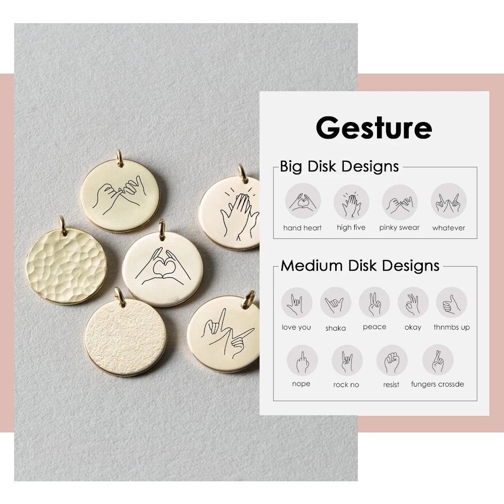 JUJIE DIY Gold Color Round Pendant Accessories 316L Stainless Steel Engraved Gesture Single Hole 13mm
JUJIE DIY Gold Color Round Pendant Accessories 316L Stainless Steel Engraved Gesture Single Hole 13mm