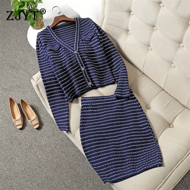 2021 Fashion Autumn Winter Runway Suits Women's Full Sleeve Striped Knitted Sweater Top and Skirt 2 Piece Set Casual Outfits
2021 Fashion Autumn Winter Runway Suits Women's Full Sleeve Striped Knitted Sweater Top and Skirt 2 Piece Set Casual Outfits