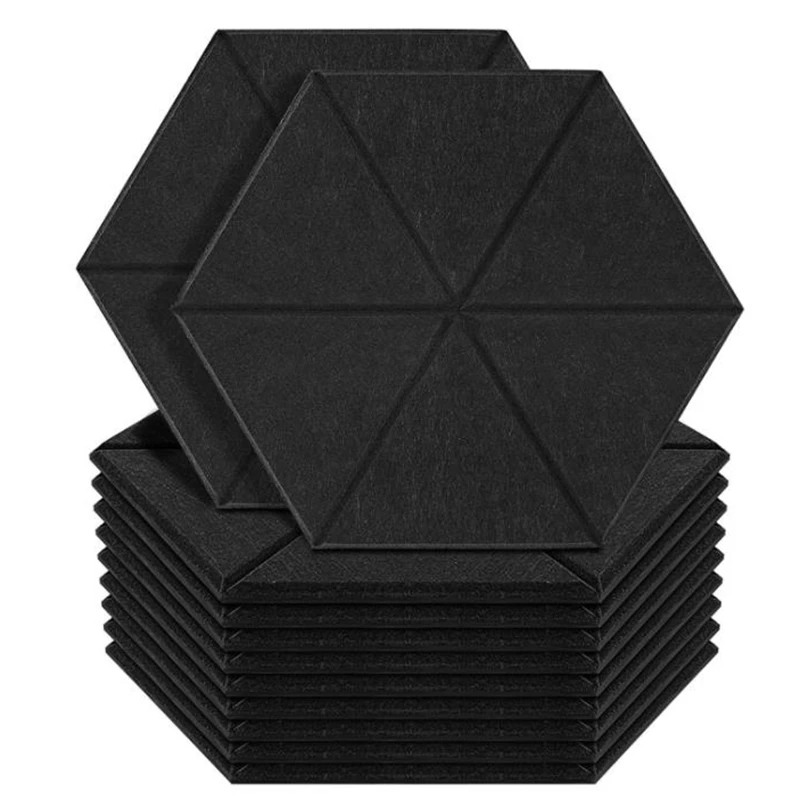 

12 Pack Acoustic Sound Proof Foam Panels,Hexagon Sound Absorbing Panel Beveled Edge Sound Panels,High Density Wall Tiles
