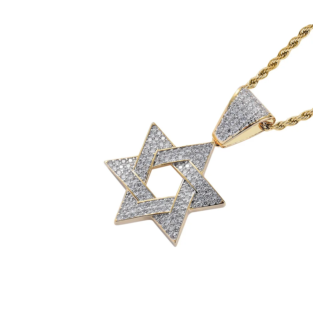 New six pointed star micro inlaid zircon men's necklace David star hip hop pendant accessories one hair substitute
New six pointed star micro inlaid zircon men's necklace David star hip hop pendant accessories one hair substitute