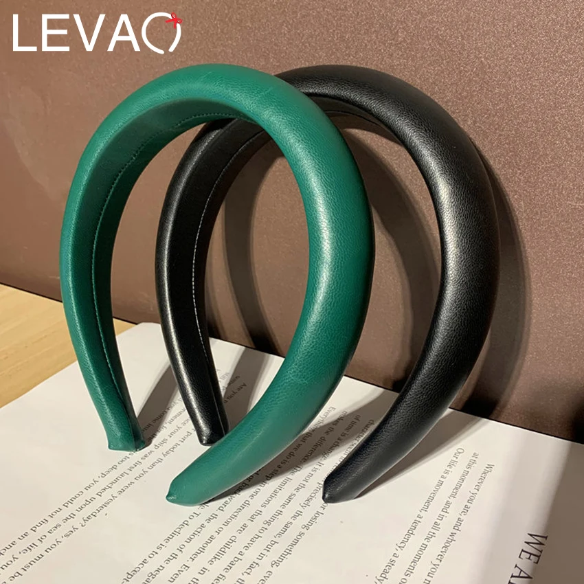Levao/кожаная губчатая головная повязка однотонный Плотный кожаный ободок Простые