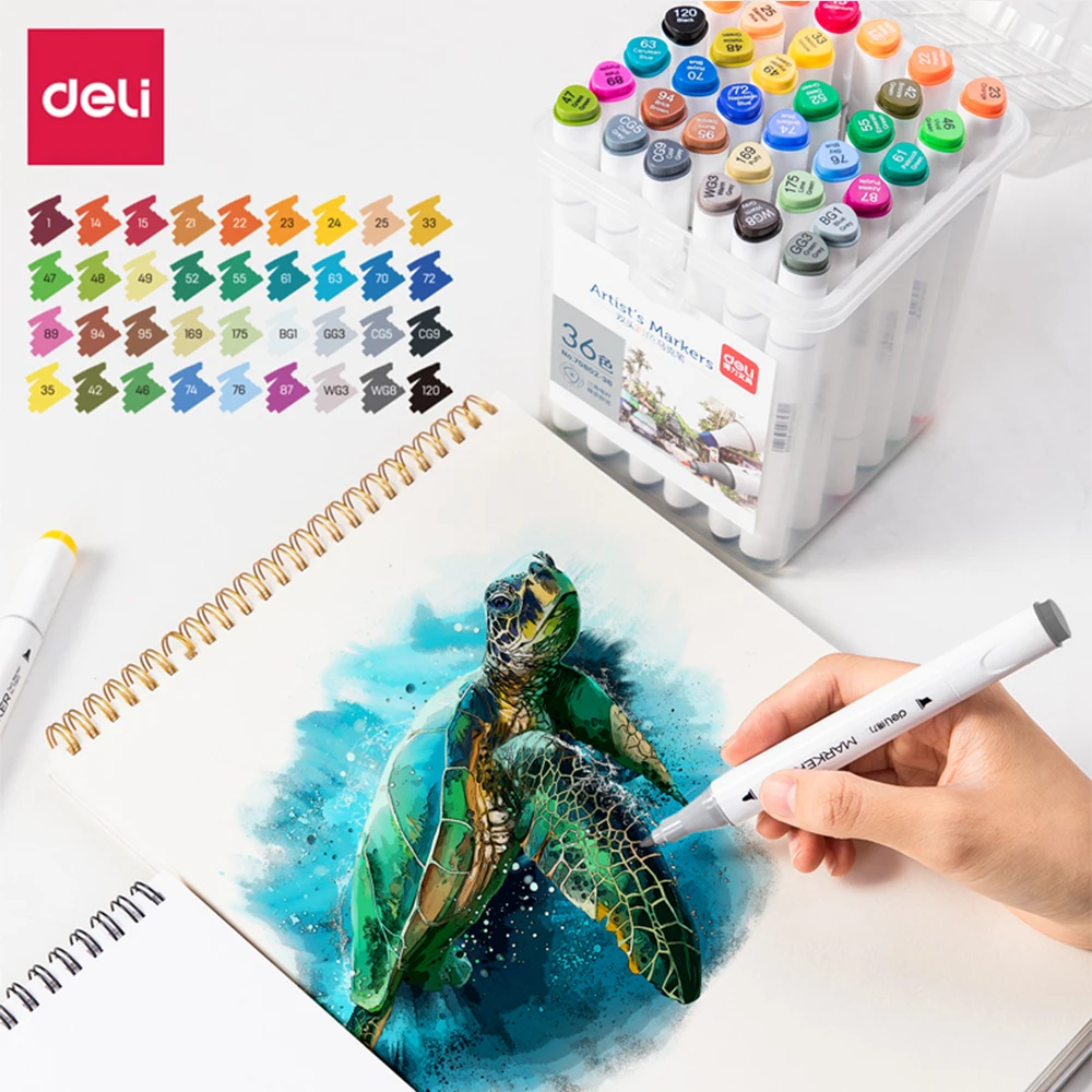 Deli Double Head Markers 36/48 colors Paint Marker Pens Calligraphy Paint Marker Pens Set Drawing Watercolor Art Brush Pen 
Deli Double Head Markers 36/48 colors Paint Marker Pens Calligraphy Paint Marker Pens Set Drawing Watercolor Art Brush Pen