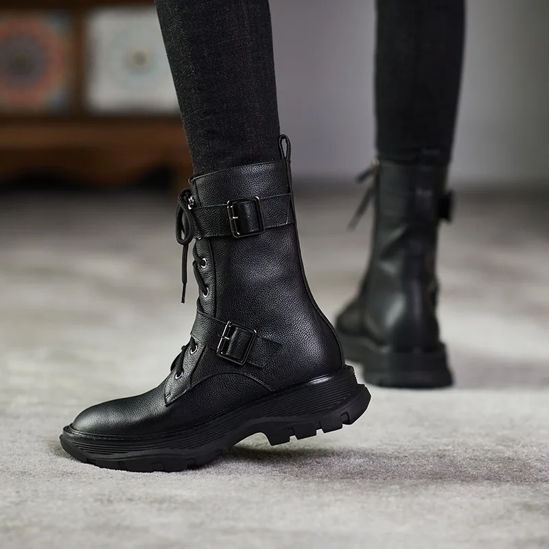 NEW cow leather ankle boots for women motorcycle black shoes women platform boots thick heel winter shoes booties zapatos mujer
NEW cow leather ankle boots for women motorcycle black shoes women platform boots thick heel winter shoes booties zapatos mujer