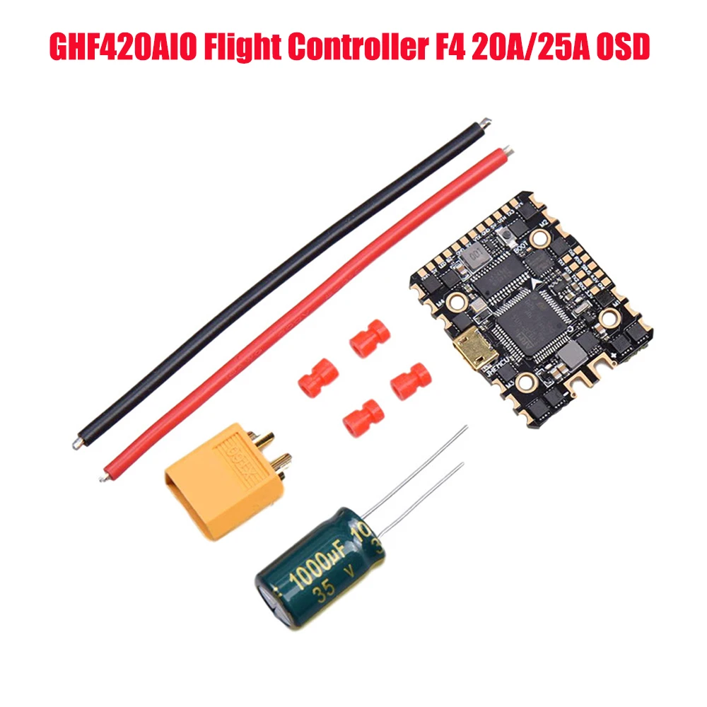 JHEMCU GHF420AIO F4 OSD Flight Controller Built-in 25A 35A 4in1 ESC 2-6S Lipo Support Dshot600 for FPV Toothpick Drones Accessor 
JHEMCU GHF420AIO F4 OSD Flight Controller Built-in 25A 35A 4in1 ESC 2-6S Lipo Support Dshot600 for FPV Toothpick Drones Accessor