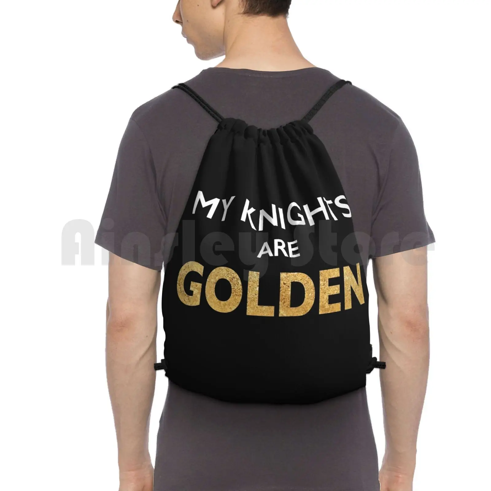 

Tribute To The Las Vegas Golden Knights Backpack Drawstring Bag Riding Climbing Gym Bag Hockey Golden Knights Las Vegas Fan