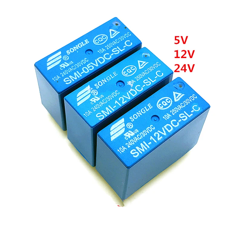 10 шт./лот Мощность реле ПП PCB 5 Pins 5A 10A 5 В, 12 В, 24 В постоянного тока, SMI-05VDC-SL-C SMI-12VDC-SL-C SMI-24VDC-SL-C
10 шт./лот Мощность реле ПП PCB 5 Pins 5A 10A 5 В, 12 В, 24 В постоянного тока, SMI-05VDC-SL-C SMI-12VDC-SL-C SMI-24VDC-SL-C