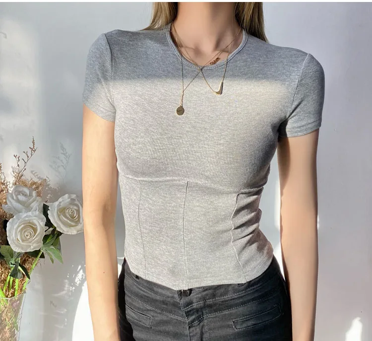 Spring And Summer New Women's Fashion Versatile Round Collar Pure Color Short Sleeve T-shirt Three-dimensional Splicing Tight T
Spring And Summer New Women's Fashion Versatile Round Collar Pure Color Short Sleeve T-shirt Three-dimensional Splicing Tight T