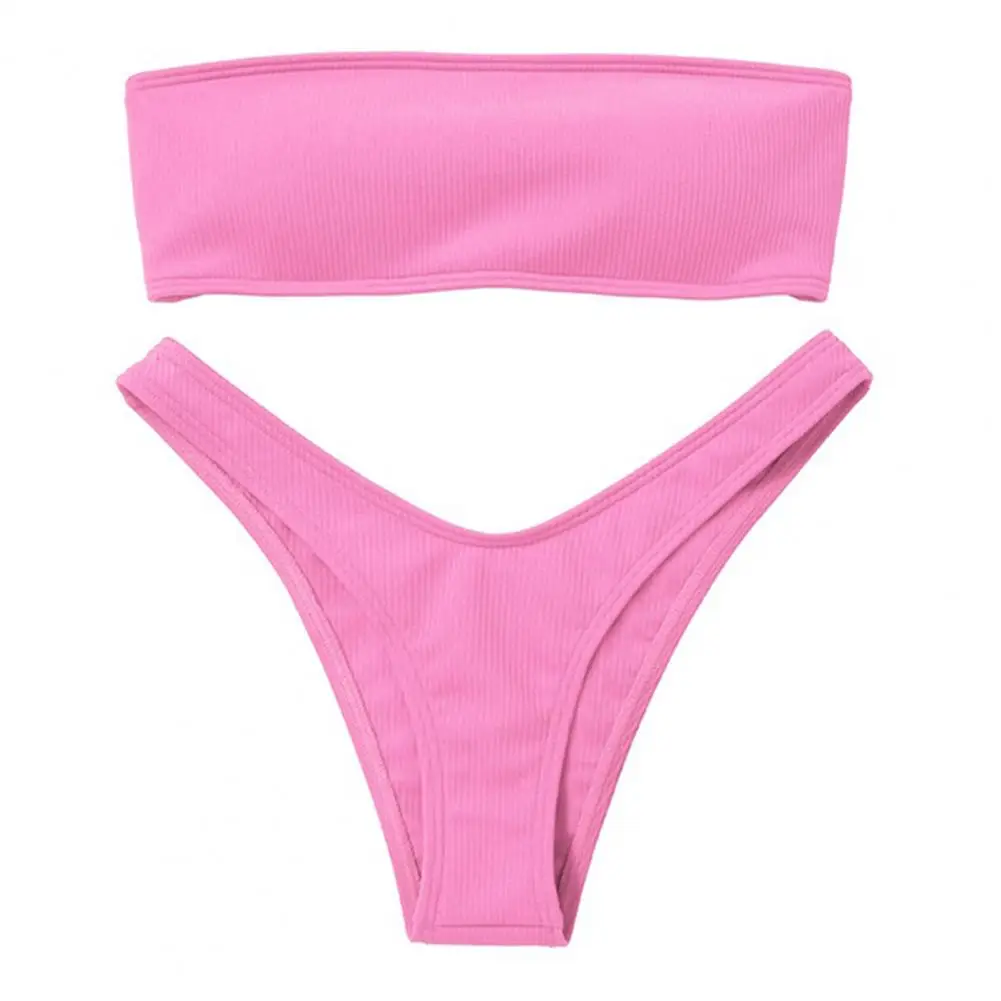 2021 Simple Bandeau Solid Color Two Pieces Good Elasticity Strapless High Cut Women Bathing Suit Bikini Set for Water Activity 
2021 Simple Bandeau Solid Color Two Pieces Good Elasticity Strapless High Cut Women Bathing Suit Bikini Set for Water Activity