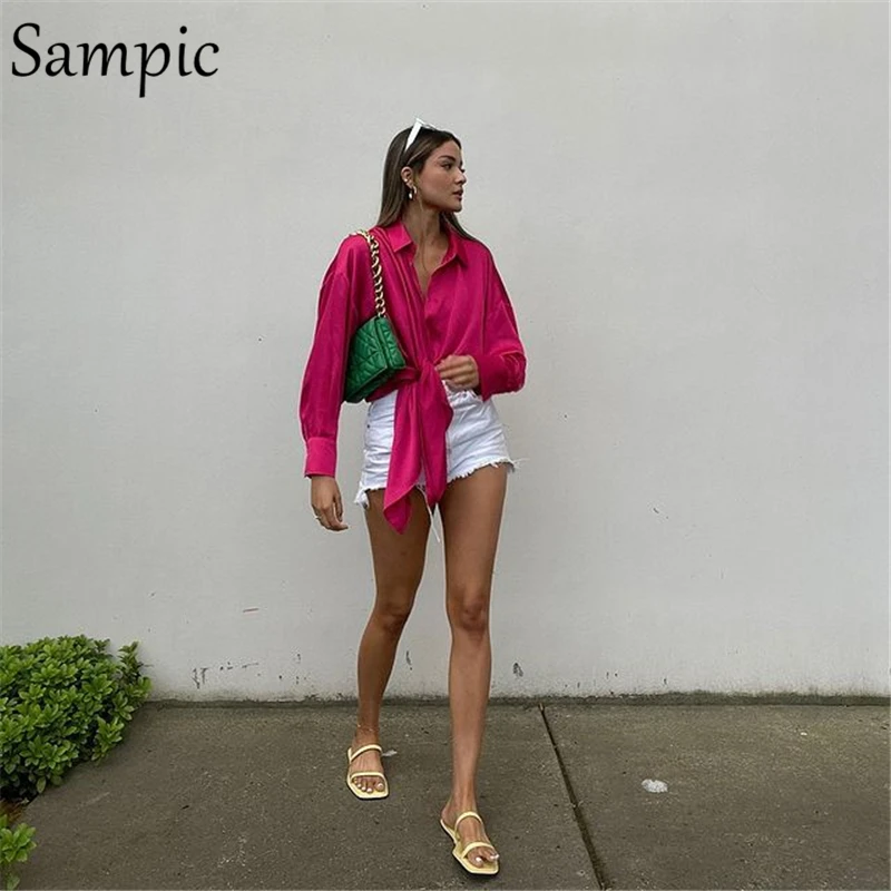 Sampic Elegant Stain Women Blouse Tops 2021 Long Puff Sleeve Sexy Lace Up Ladies Fashion Loose Blouse Shirt Tops Autumn Summer
Sampic Elegant Stain Women Blouse Tops 2021 Long Puff Sleeve Sexy Lace Up Ladies Fashion Loose Blouse Shirt Tops Autumn Summer