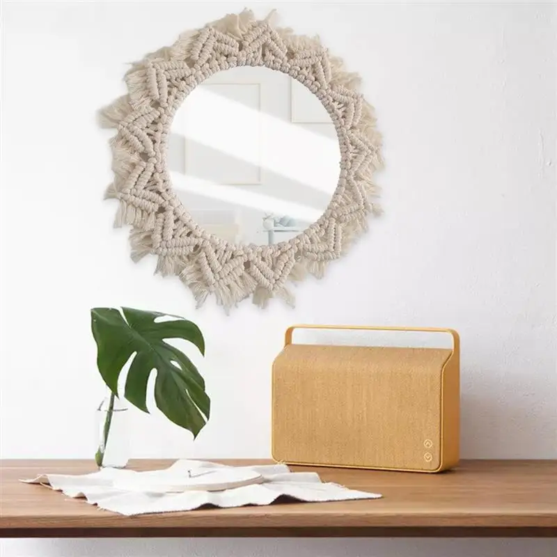 Macrame Mirror Handmade Tapestry Makeup Mirror Compact Bohemia Decoration Home Bedroom Decorative Mirrors Wall Mirrors 
Macrame Mirror Handmade Tapestry Makeup Mirror Compact Bohemia Decoration Home Bedroom Decorative Mirrors Wall Mirrors