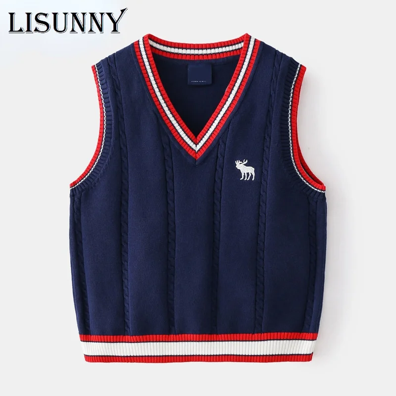 2021 Spring Autumn European American Style V-Neck Baby Boys Knit Vest Kids Jumper Sweaters Children Clothing Sleeveless Pullover
2021 Spring Autumn European American Style V-Neck Baby Boys Knit Vest Kids Jumper Sweaters Children Clothing Sleeveless Pullover