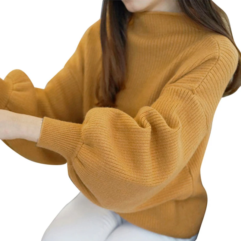 Oversized Women's Autumn Winter Basic Sweaters Solid Knitted Pullovers Korean Style Jumpers Lantern Sleeve Half High Collar
Oversized Women's Autumn Winter Basic Sweaters Solid Knitted Pullovers Korean Style Jumpers Lantern Sleeve Half High Collar