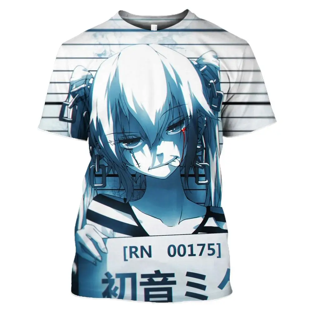 2019 Новая повседневная футболка femme Hatsune Miku одежда с короткими рукавами и 3D принтом