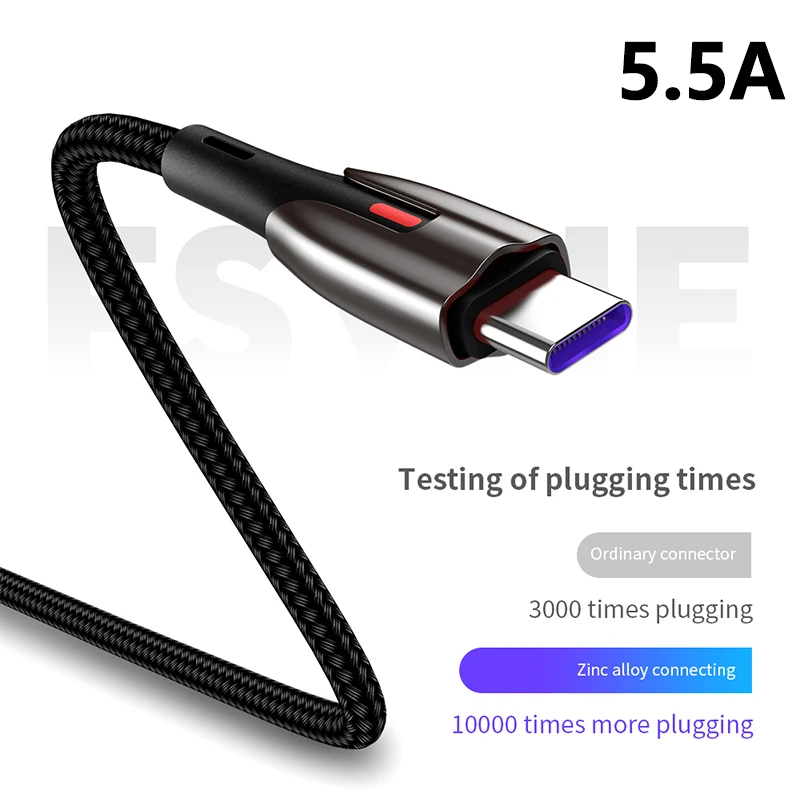5.5A 2m USB Type C Micro USB Cable Zinc Alloy QC Fast Charging Data Line Mobile Phone Charger Type-C Data Cord For Huawei Xiaomi
5.5A 2m USB Type C Micro USB Cable Zinc Alloy QC Fast Charging Data Line Mobile Phone Charger Type-C Data Cord For Huawei Xiaomi
