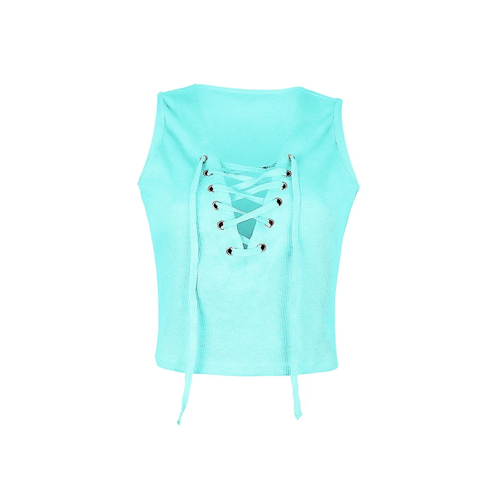 2020 Summer Ladies Knitted Shirt Solid Color Clothing Women Sexy T-shirts Deep V-neck Lace Up Shirt Top Sleeveless T-shirts Tops
2020 Summer Ladies Knitted Shirt Solid Color Clothing Women Sexy T-shirts Deep V-neck Lace Up Shirt Top Sleeveless T-shirts Tops
