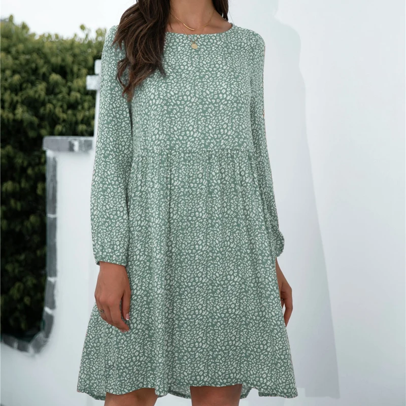 Leopard Print Dress For Women Autumn Long-Sleeve O Neck Loose Elegant Chic Casual Midi Boho Sundress
Leopard Print Dress For Women Autumn Long-Sleeve O Neck Loose Elegant Chic Casual Midi Boho Sundress