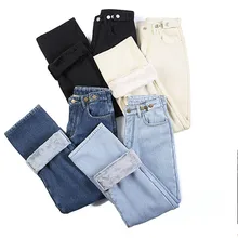 Женские зимние теплые утепленные джинсы 2019 модные пикантные