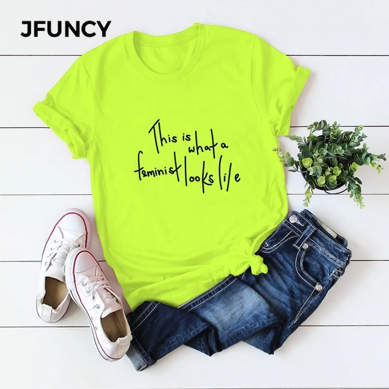 JFUNCY Summer Solid Women T-shirt Top Fashion Simple Comfortable Letter Printing Short-sleeved T-shirt Daily Clothes New S-5XL 
JFUNCY Summer Solid Women T-shirt Top Fashion Simple Comfortable Letter Printing Short-sleeved T-shirt Daily Clothes New S-5XL