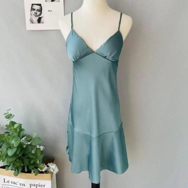 Spaghetti Sling Intimate Lingerie Casual Home Clothing Sexy Nightgown Women Sleepwear Solid Home Clothing Pink Nightdress 
Spaghetti Sling Intimate Lingerie Casual Home Clothing Sexy Nightgown Women Sleepwear Solid Home Clothing Pink Nightdress