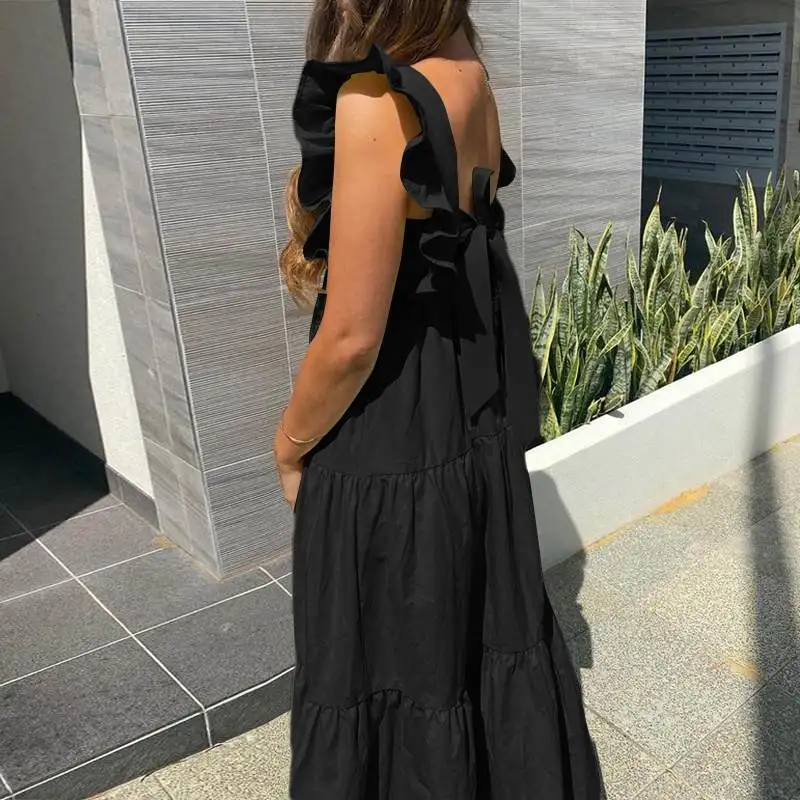 Cotton Summer Dress Butterfly Sleeve Square Collar Backless Solid Color Long Dress Sundress 2021 Fashion Loose
Cotton Summer Dress Butterfly Sleeve Square Collar Backless Solid Color Long Dress Sundress 2021 Fashion Loose