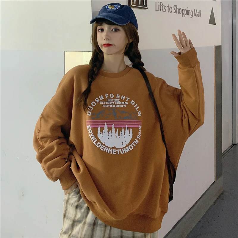 2021 autumn and winter Korean loose fun print pullover plus velvet long sleeve round neck loose hoodie
2021 autumn and winter Korean loose fun print pullover plus velvet long sleeve round neck loose hoodie