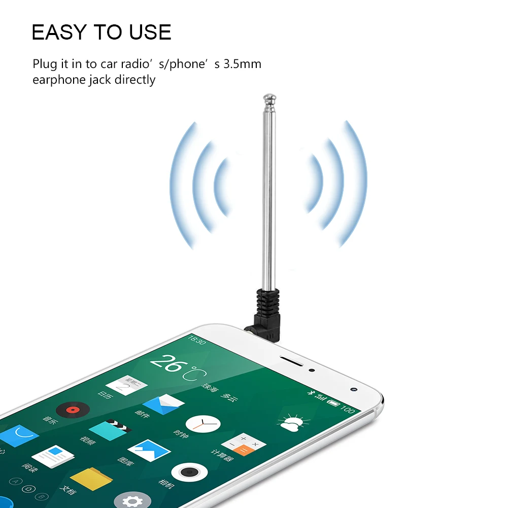 4 Section Telescopic 3.5mm FM Radio Antenna Receiver For Auto Car Mobile Phone Universal 3.5mm FM Radio Telescopic Antenna
4 Section Telescopic 3.5mm FM Radio Antenna Receiver For Auto Car Mobile Phone Universal 3.5mm FM Radio Telescopic Antenna