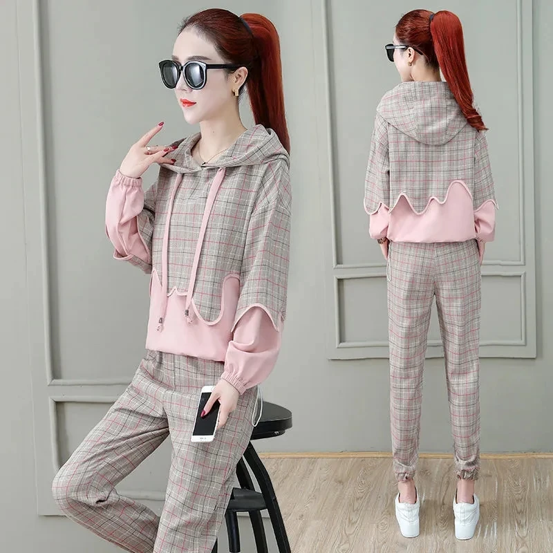 Korean Plaid Print Hoodies And Trousers Two Piece Set Women Tracksuit Casual Long Sleeve Jogging Sweatsuit Fashion Pant Suit
Korean Plaid Print Hoodies And Trousers Two Piece Set Women Tracksuit Casual Long Sleeve Jogging Sweatsuit Fashion Pant Suit