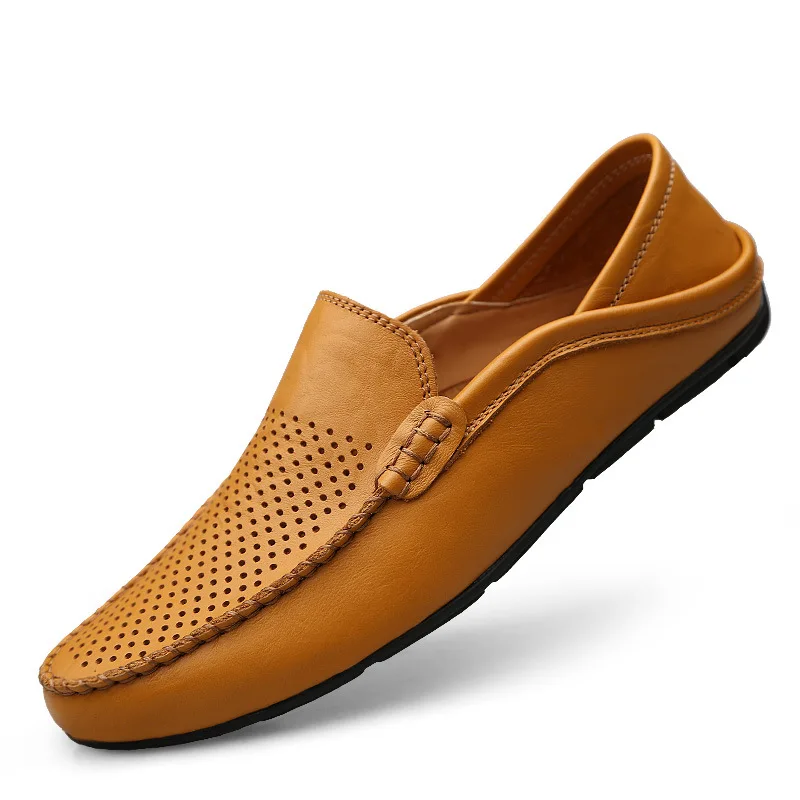 

Итальянская мужская обувь повседневные Элитный бренд летние мужские лоферы из натуральной кожи мокасины светильник, из дышащего материала...