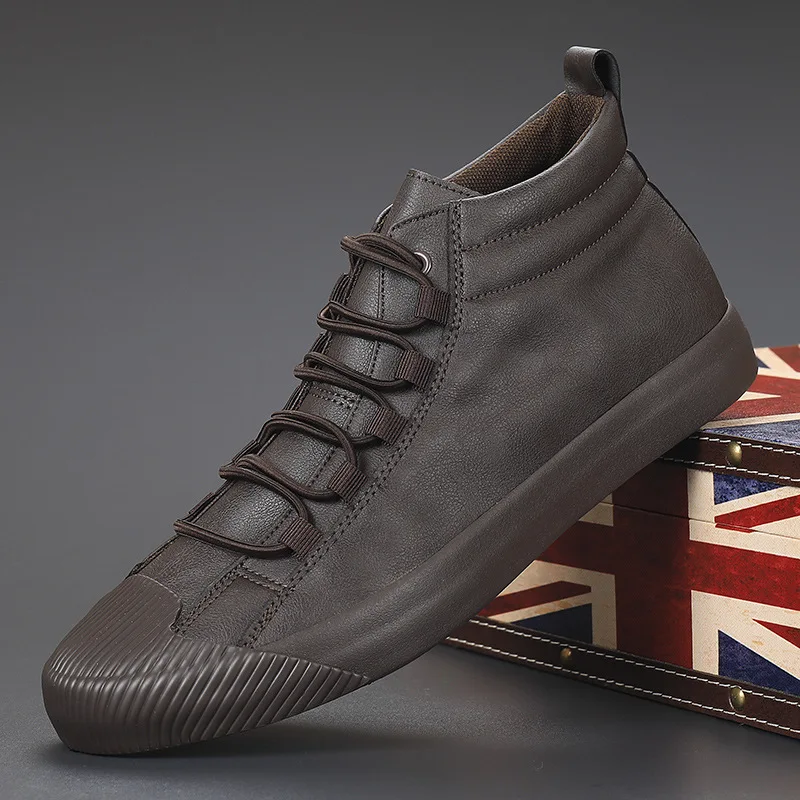 Spring Autumn New Men Korean Version PU Leather Vulcanized Shoes Fashion Simplicity Lace High Top Wearable Casual Shoes s98
Spring Autumn New Men Korean Version PU Leather Vulcanized Shoes Fashion Simplicity Lace High Top Wearable Casual Shoes s98