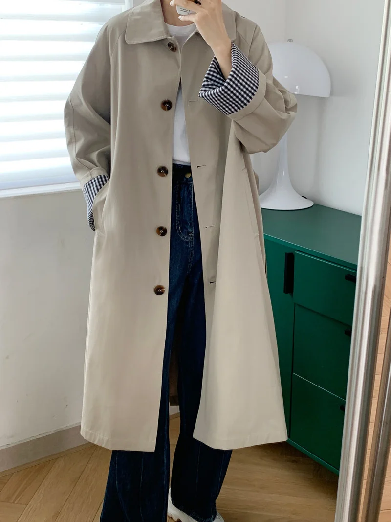 Тренчкот женский оверсайз с поясом, однобортный длинный тренчкот с отложным воротником в стиле пэчворк, весна
Тренчкот женский оверсайз с поясом, однобортный длинный тренчкот с отложным воротником в стиле пэчворк, весна