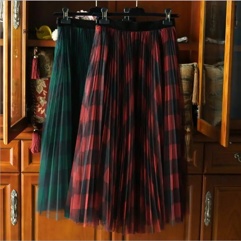 Green Red Long Plaid Tutu Tulle Skirt Women Fashion Summer Elegant A Line High Waist Pleated Maxi Skirt Female Ladies
Green Red Long Plaid Tutu Tulle Skirt Women Fashion Summer Elegant A Line High Waist Pleated Maxi Skirt Female Ladies