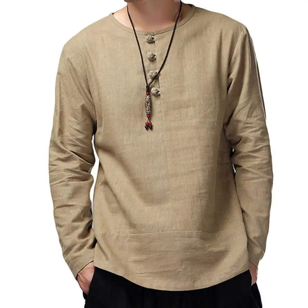 50% Hot Sale Men Casual Solid Color Long Sleeve O Neck Buttons Cotton Loose Pullover Shirt
50% Hot Sale Men Casual Solid Color Long Sleeve O Neck Buttons Cotton Loose Pullover Shirt