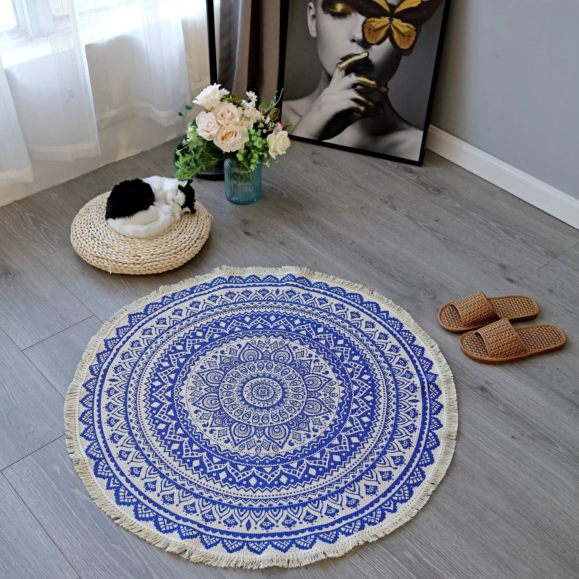Decor Moroccan Round Tapestry Carpet Cotton Linen Tassels Vintage Hand Woven Printed For Living Room Bedroom Handmade Round Rug
Decor Moroccan Round Tapestry Carpet Cotton Linen Tassels Vintage Hand Woven Printed For Living Room Bedroom Handmade Round Rug