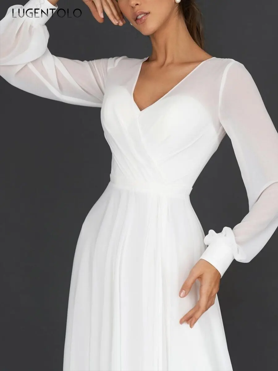 Women Elegant Dress Long Sleeve Chiffon Mesh Party Dresses Female Casual Big Swing Slim Solid Dinner Long Dress
Women Elegant Dress Long Sleeve Chiffon Mesh Party Dresses Female Casual Big Swing Slim Solid Dinner Long Dress