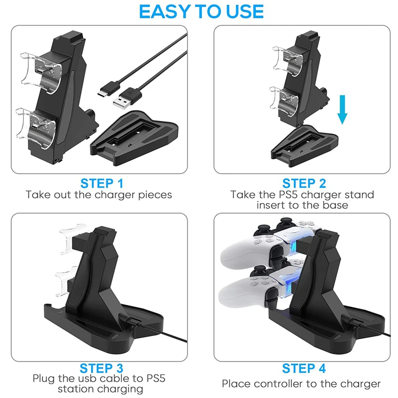 For PS5 Controller Charger Fast Charging Docking Station Stand For PS5 Gamepad Joystick controle Accessories
For PS5 Controller Charger Fast Charging Docking Station Stand For PS5 Gamepad Joystick controle Accessories