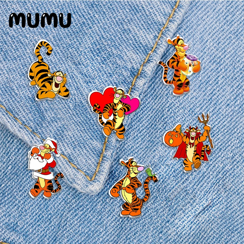 2021 новые милые Акриловые Броши с изображением тигра на лацкан, ручная работа, искусственная рубашка