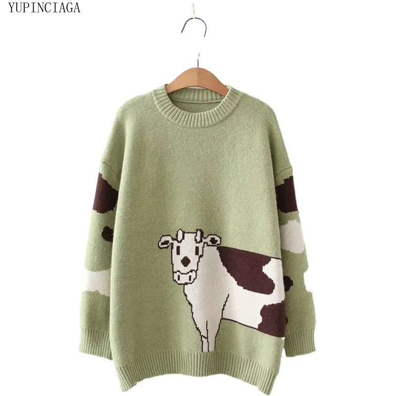 Женский трикотажный свитер YUPINCIAGA, свободный жаккардовый джемпер, 2020 
Женский трикотажный свитер YUPINCIAGA, свободный жаккардовый джемпер, 2020