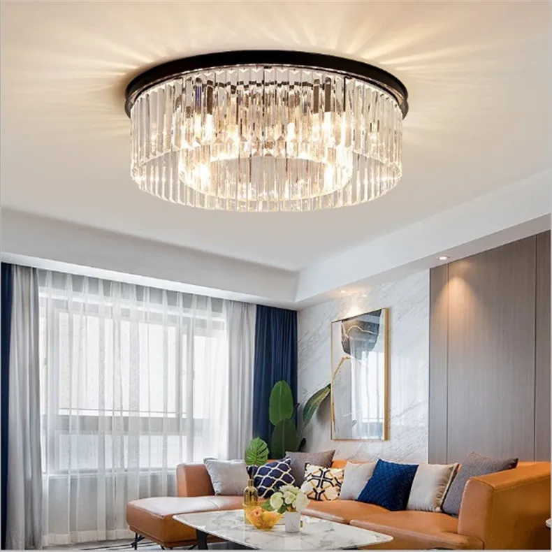 Modern minimalist suction dual-use lamp restaurant crystal bedroom round ceiling atmospheric household American light | Лампы и