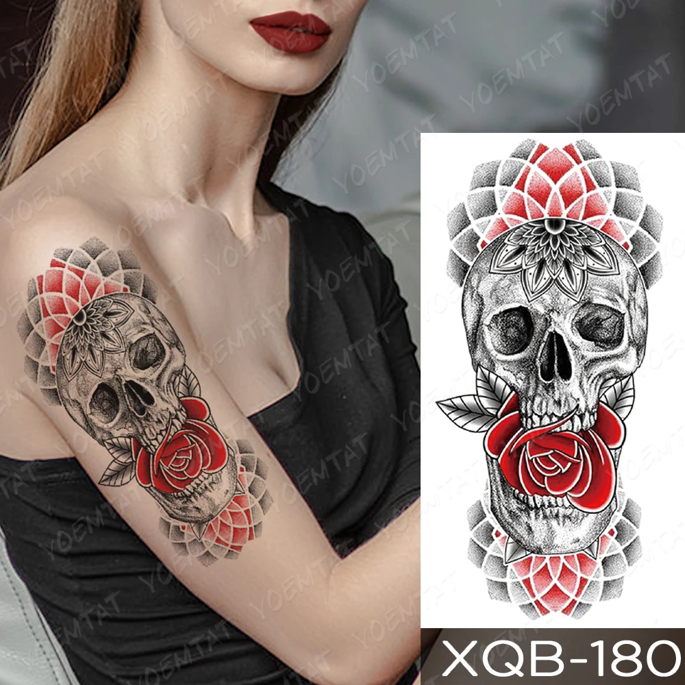 Водостойкая временная татуировка наклейка череп Роза рука зомби татуировки