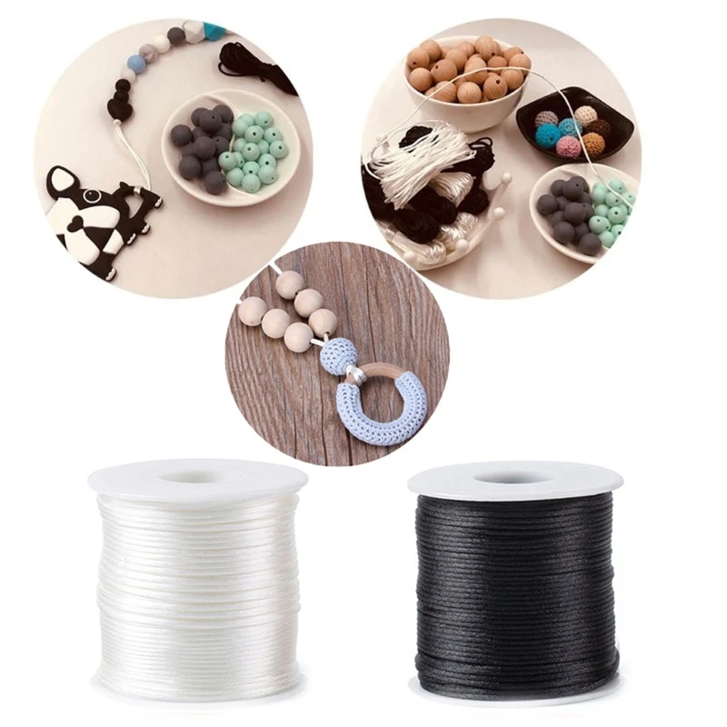 

70m/Roll Satin Silk Rope Nylon Cord DIY Baby Teether Craft Supplies Line Teething Necklace Cord Rattail Trim Thread