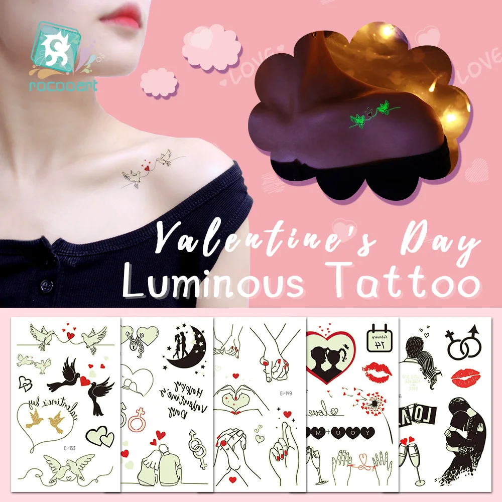 Rocooart Waterproof Tattoo Stickers Luminous Valentines Temporary Fake Tattoos Glow Paste on Face Arm Leg For Women Body Sticker
Rocooart Waterproof Tattoo Stickers Luminous Valentines Temporary Fake Tattoos Glow Paste on Face Arm Leg For Women Body Sticker