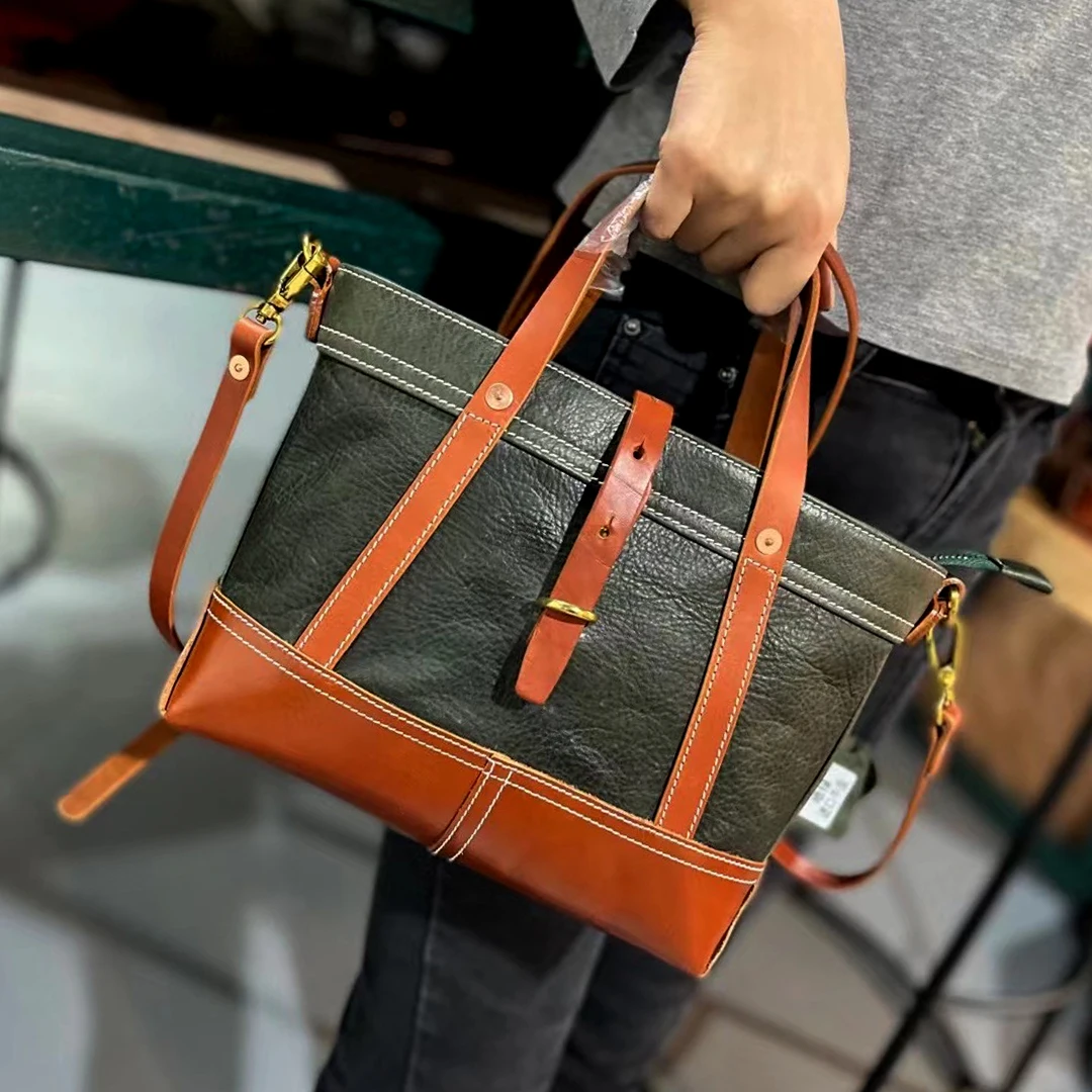 XHTY Genuine Leather Retro Handbag Ladies Original Niche Contrast Color Small Tote Head Layer Cowhide Messenger High-End Sense
XHTY Genuine Leather Retro Handbag Ladies Original Niche Contrast Color Small Tote Head Layer Cowhide Messenger High-End Sense