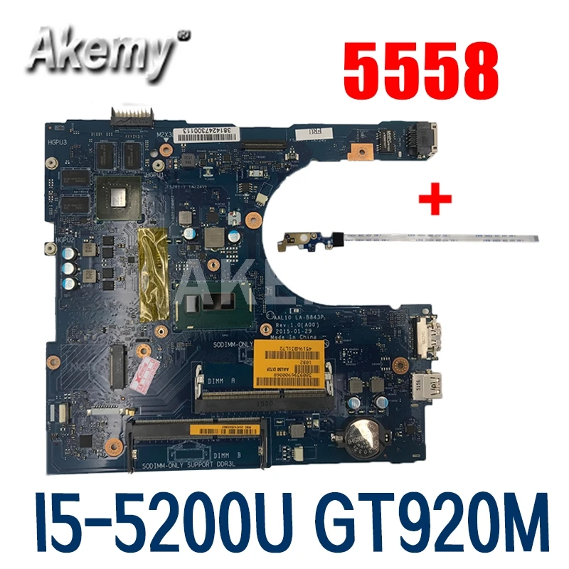 Материнская плата для ноутбука Amazoon LA-B843P для Dell Inspiron 15-5558 14-5458 17-5758 оригинальная материнская плата I5-5200U GT920M
Материнская плата для ноутбука Amazoon LA-B843P для Dell Inspiron 15-5558 14-5458 17-5758 оригинальная материнская плата I5-5200U GT920M