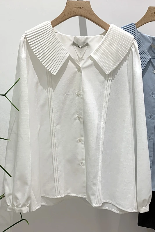 2021 Spring New Korean Style Pleated Doll Collar Long Sleeve College Style Girls Blouse Loose Solid Color Shirt Women Tops
2021 Spring New Korean Style Pleated Doll Collar Long Sleeve College Style Girls Blouse Loose Solid Color Shirt Women Tops