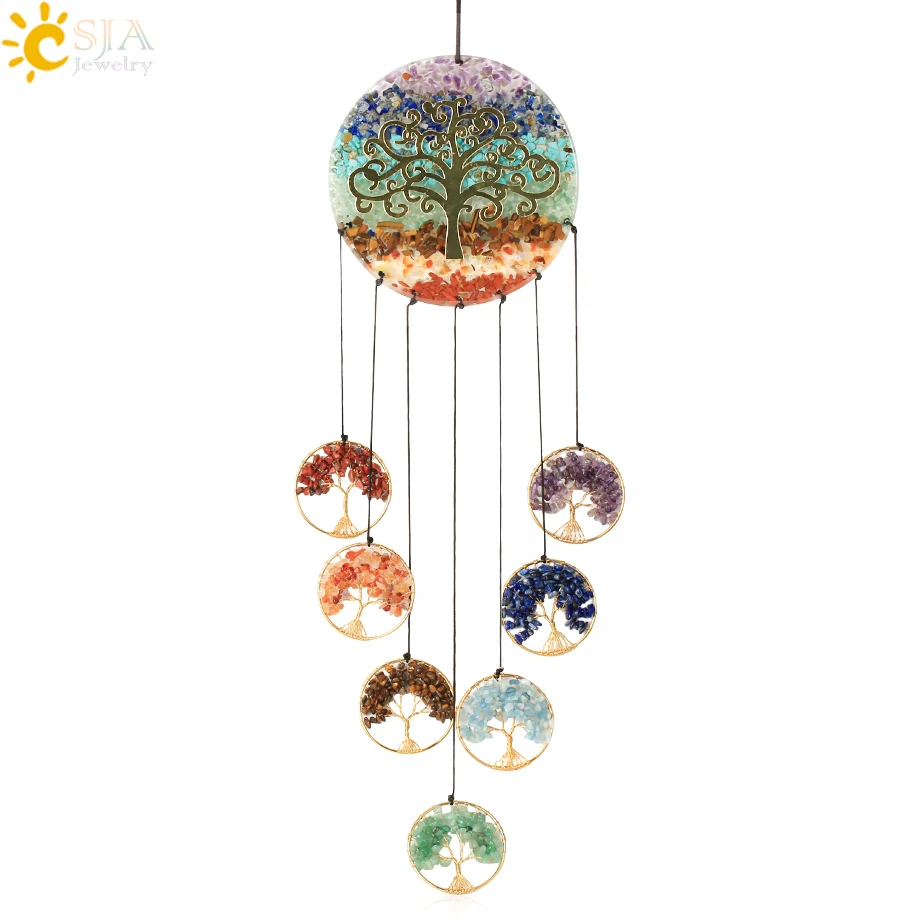 CSJA натуральный камень 7 Чакра висячие украшения аксессуары большой размер "Древо жизни" проволочный обернутый окна украшения фэн шуй G782 
CSJA натуральный камень 7 Чакра висячие украшения аксессуары большой размер "Древо жизни" проволочный обернутый окна украшения фэн шуй G782