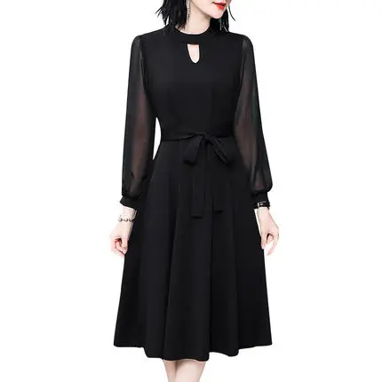 Early spring autumn women's noble temperament A-line Vestidos solid color round neck 2020 new sleeves translucent A691
Early spring autumn women's noble temperament A-line Vestidos solid color round neck 2020 new sleeves translucent A691